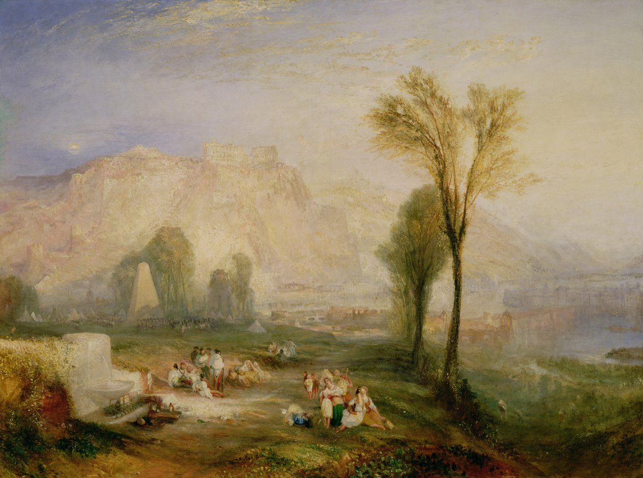 Jasny Kamień Honoru (Ehrenbreitstein) i Grób Marceau, z „Dziecka Harolda” Byrona, 1835 autorstwa Joseph Mallord William Turner