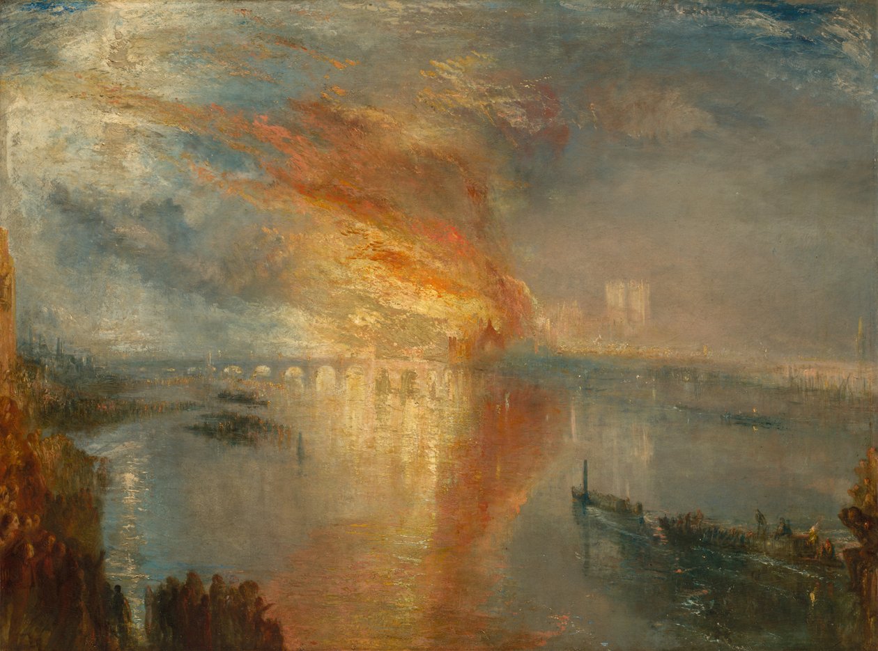 Spalenie Izb Lordów i Gmin, 16 października 1834, 1835. autorstwa Joseph Mallord William Turner