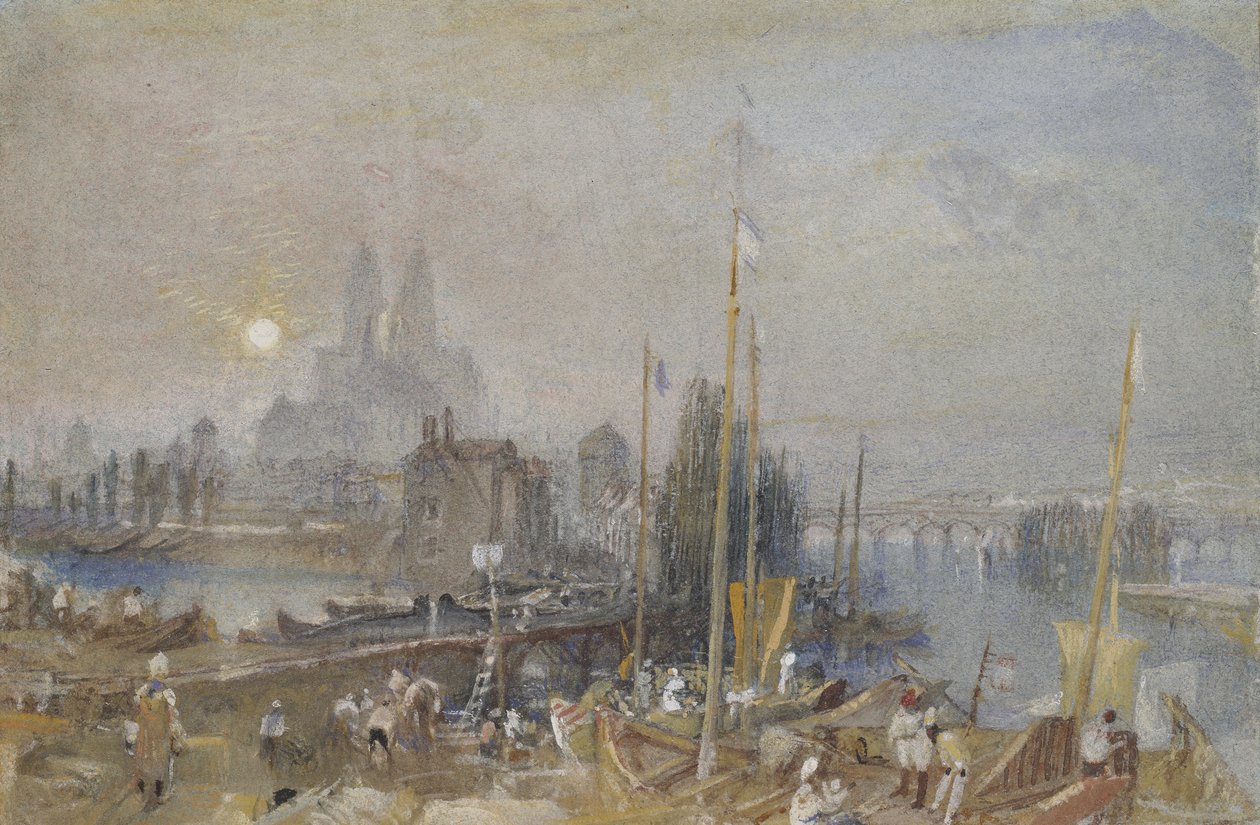 Kanał Loary i Cher, w pobliżu Tours, ok. 1930 r. 1830 (akwarela z body i długopisem i brązowym tuszem) autorstwa Joseph Mallord William Turner