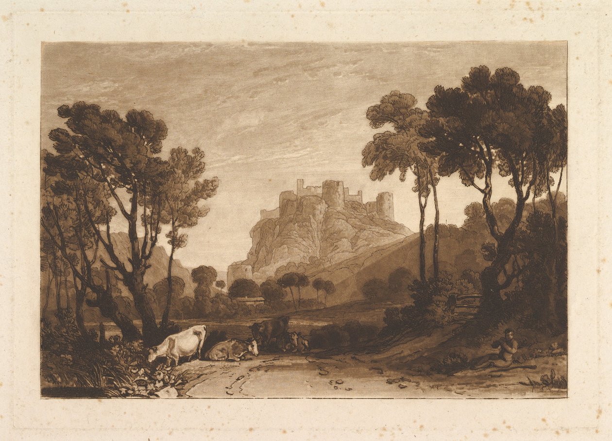 Zamek nad Łąkami Liber Studiorum, cz. II, tablica 8, 1808. autorstwa Joseph Mallord William Turner