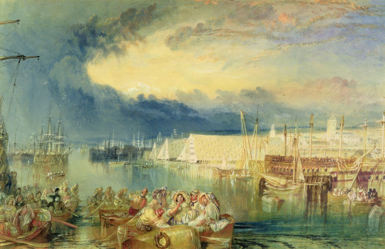 The Dockyard, Devonport, ok. 1825-29 (toaleta i gwasz na papierze) autorstwa Joseph Mallord William Turner