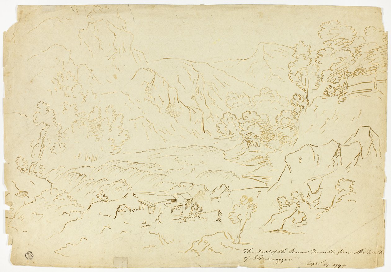 Upadek rzeki Tumble (recto); Widok Fastraly (verso) autorstwa Joseph Mallord William Turner