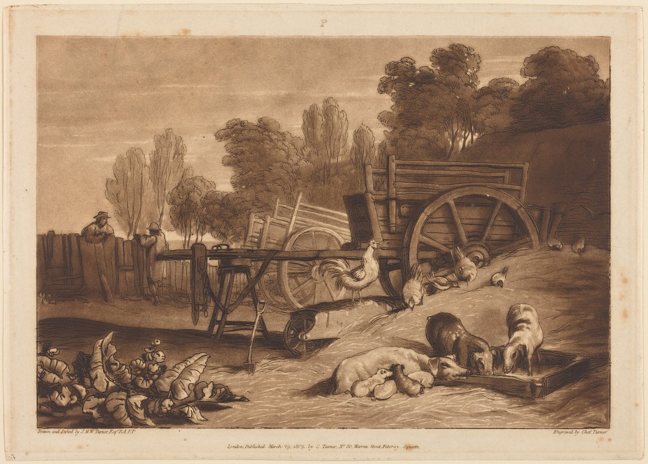 Podwórze gospodarskie z kogutem autorstwa Joseph Mallord William Turner