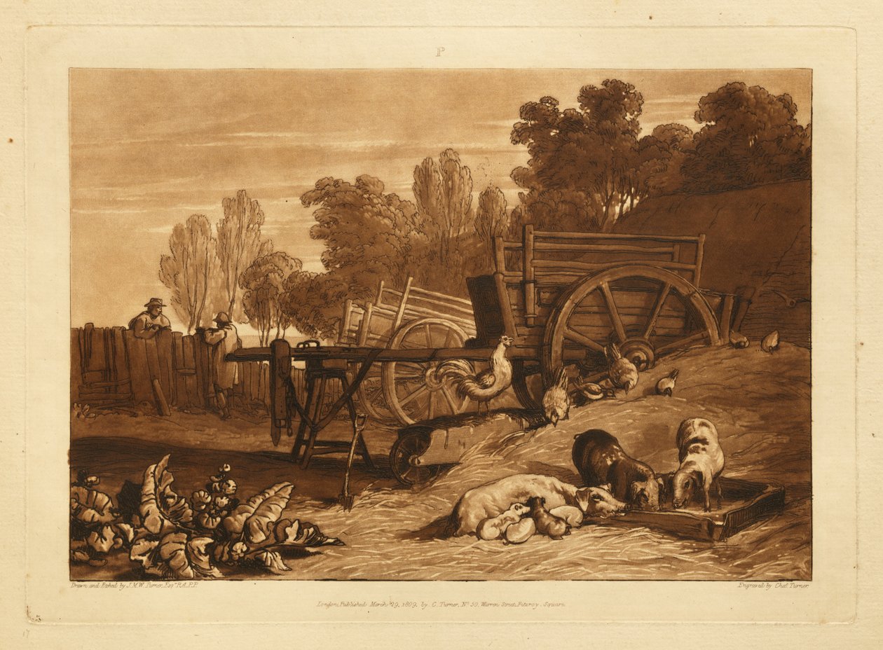 Podwórze gospodarskie z kogutem autorstwa Joseph Mallord William Turner