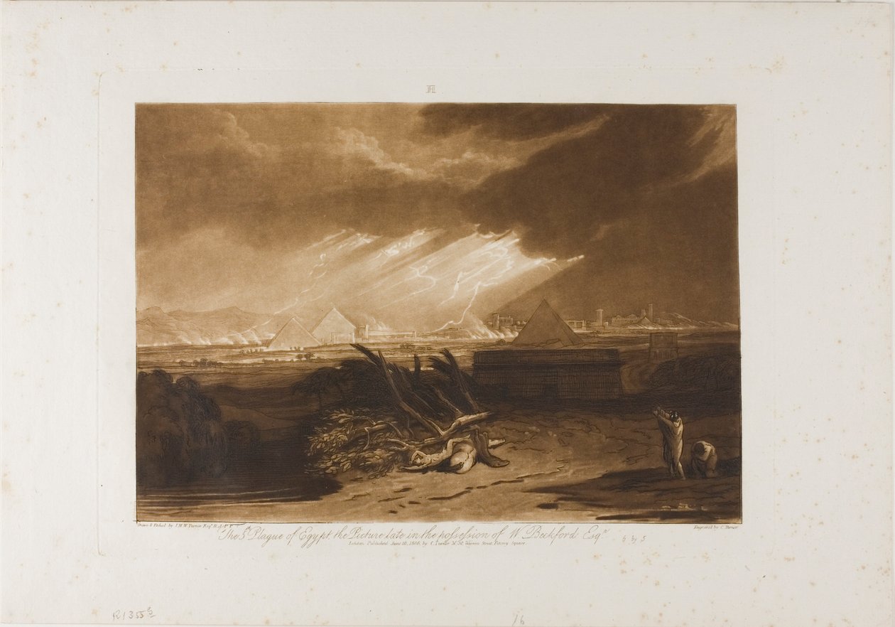 Piąta Plaga Egipska, tablica 16 z LIber Studiorum autorstwa Joseph Mallord William Turner