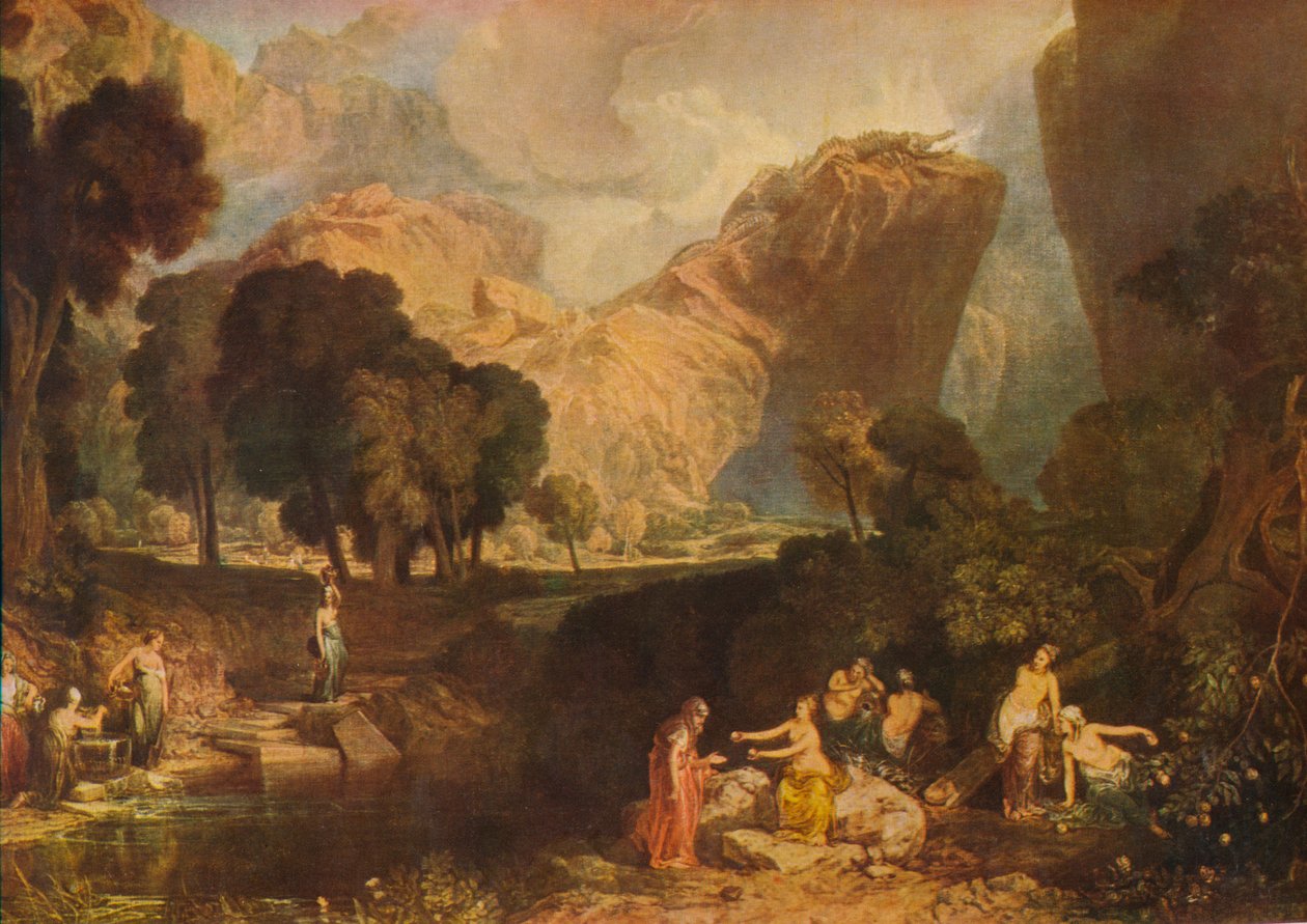 Bogini niezgody wybierająca jabłko niezgody w ogrodzie Hesperyd, 1806, 19 autorstwa Joseph Mallord William Turner