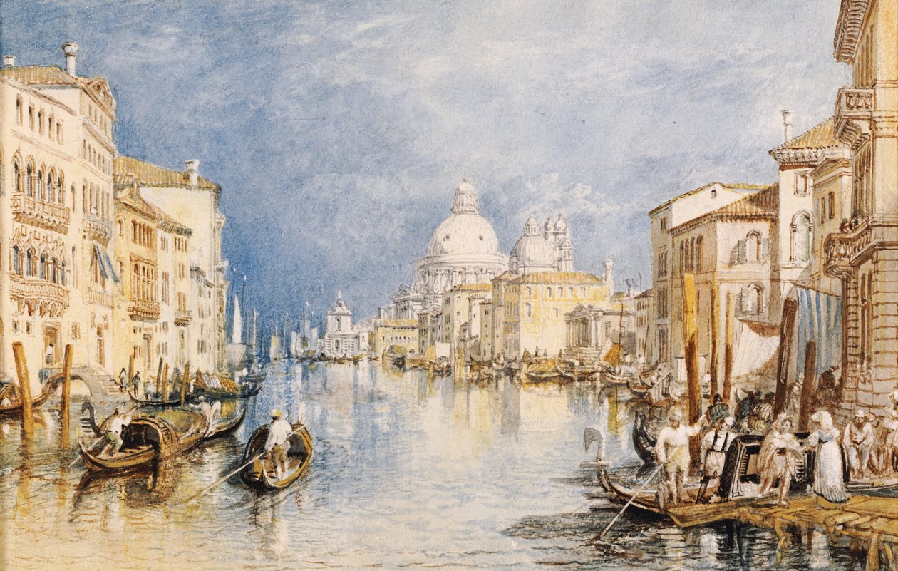 Canal Grande, Wenecja, z gondolami i figurami na pierwszym planie, ok. 1818 autorstwa Joseph Mallord William Turner