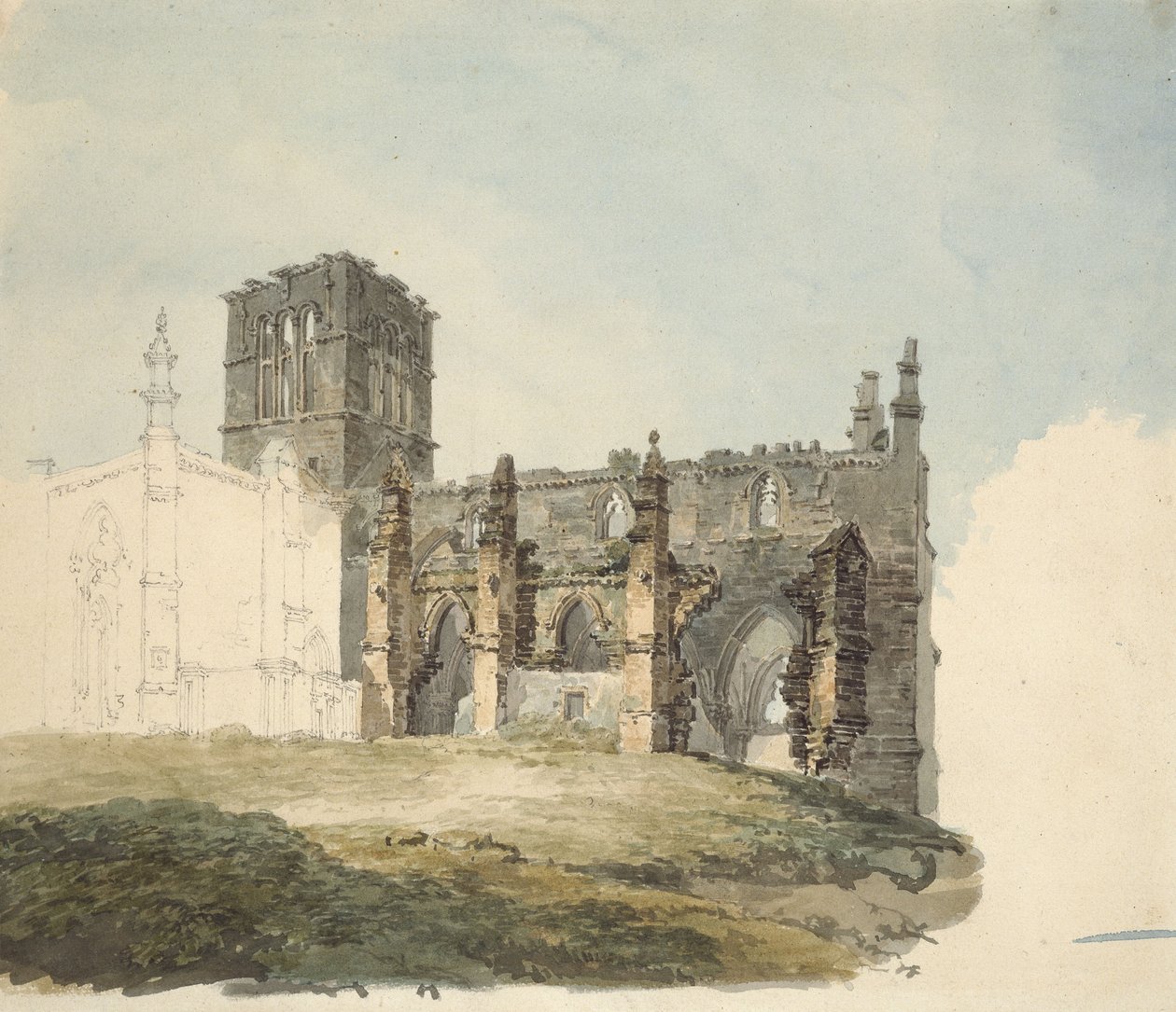 Zrujnowane opactwo w Haddington, ok. 1930 r. 1794 (akwarela na graficie na papierze tkanym) autorstwa Joseph Mallord William Turner