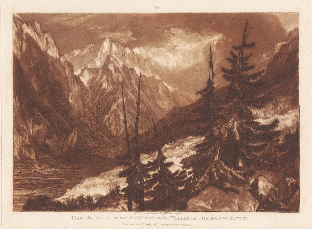 Źródło rzeki Arveron w dolinie Chamouni w Sabaudii autorstwa Joseph Mallord William Turner