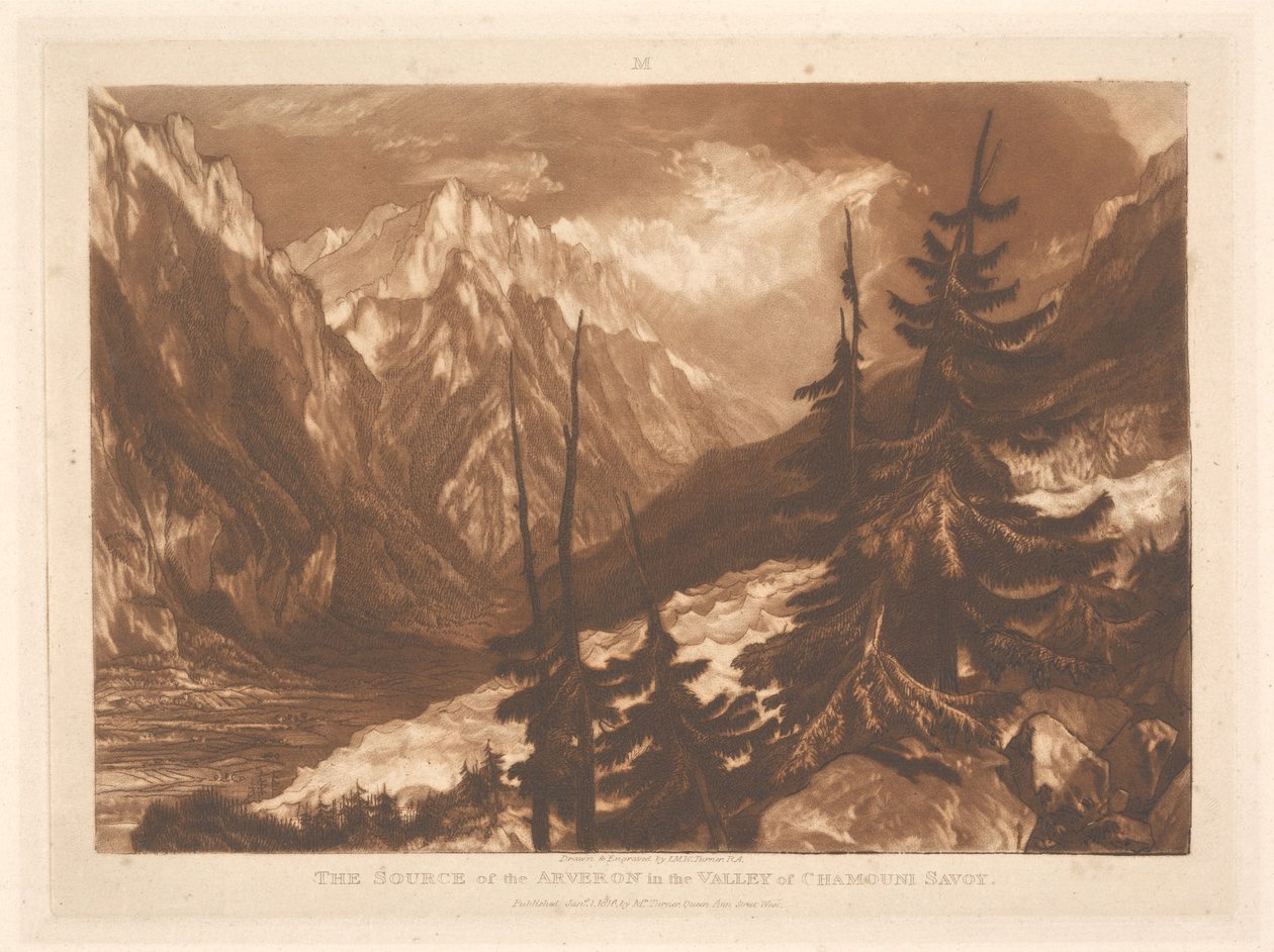 Źródło Arveronu w dolinie Chamonix, Sabaudia autorstwa Joseph Mallord William Turner
