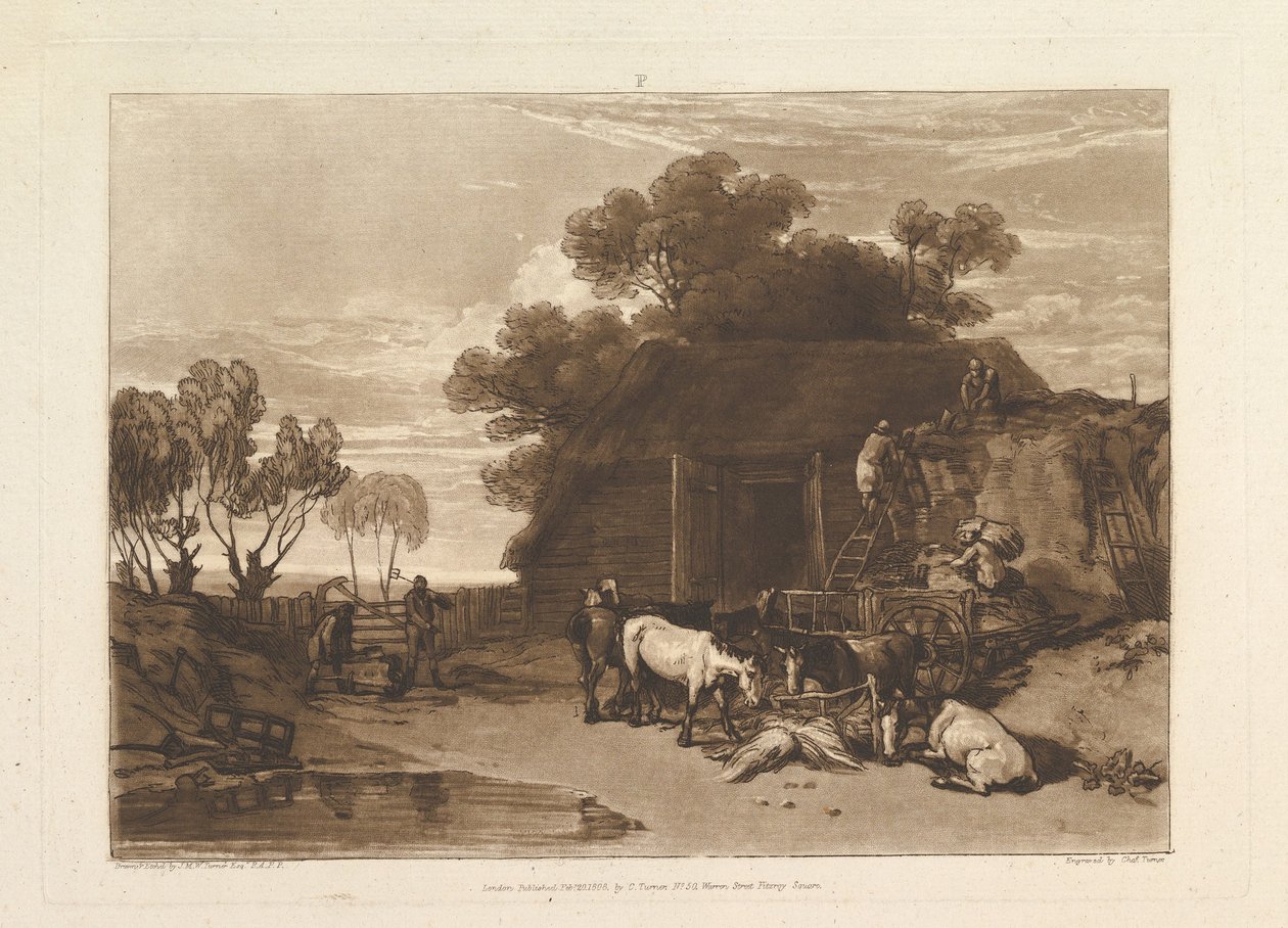 The Straw Yard Liber Studiorum, cz. II, tablica 7, 20 lutego 1808 r. autorstwa Joseph Mallord William Turner