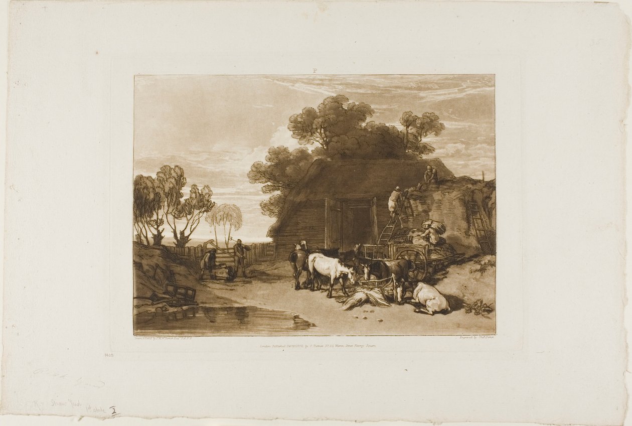 Podwórko Słomy, tablica 7 z Liber Studiorum autorstwa Joseph Mallord William Turner