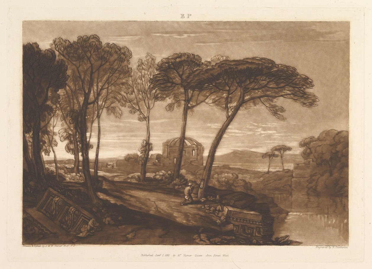 Świątynia Minerwy Medica Liber Studiorum, część V, tablica 23, 1 stycznia 1811 r. autorstwa Joseph Mallord William Turner