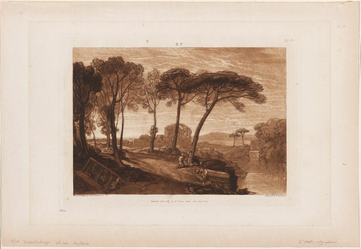 Świątynia Minerwy Medica, tablica 23 z Liber Studiorum autorstwa Joseph Mallord William Turner