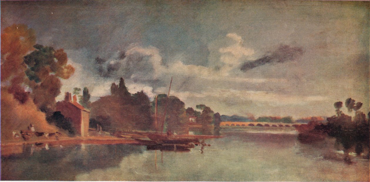 Tamiza w pobliżu mostów Walton Bridge, 1805, 1938 autorstwa Joseph Mallord William Turner