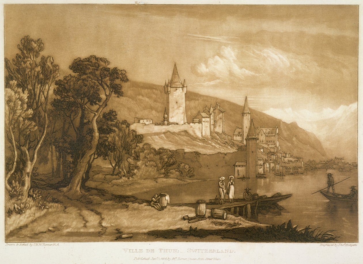 Miasto Thun, z "Liber Studiorum", wyryte przez Thomasa Hodgettsa, 1816 r. autorstwa Joseph Mallord William Turner