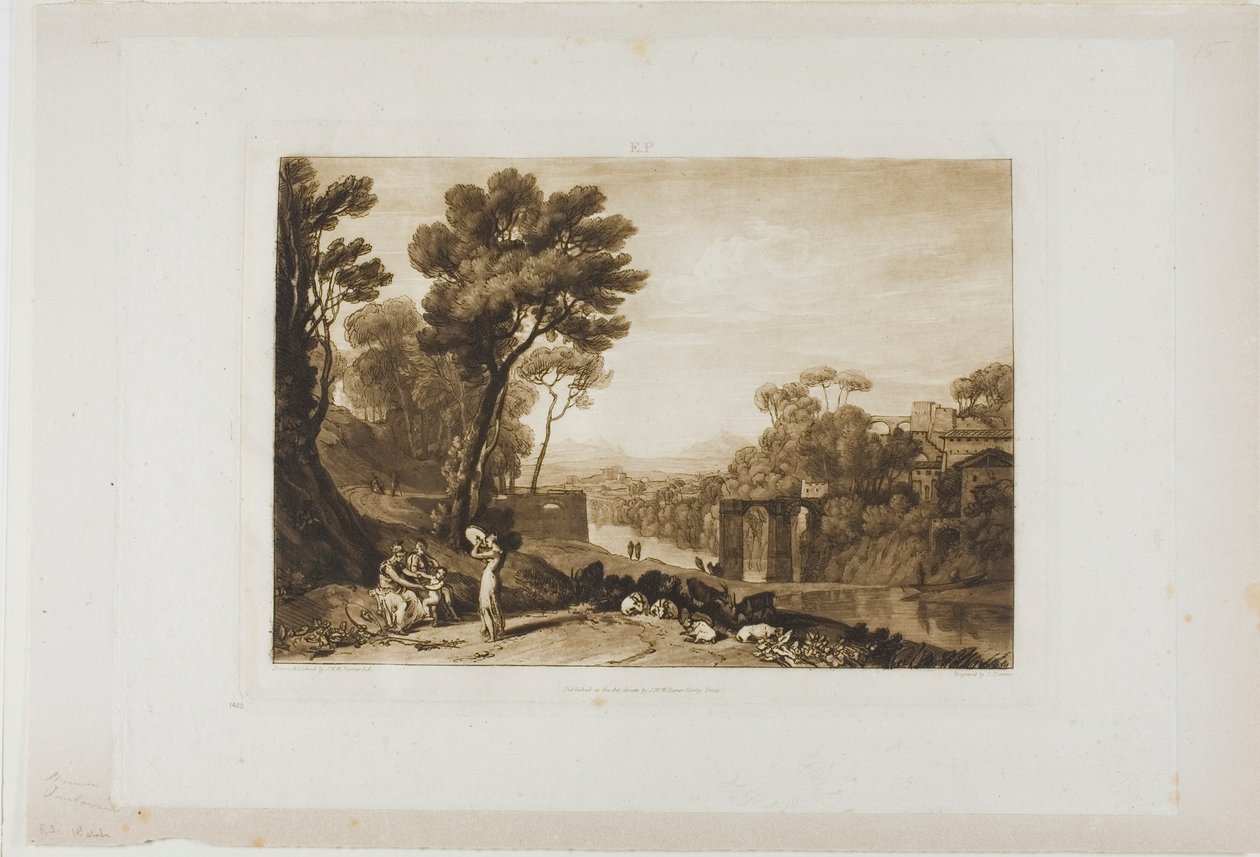 Kobieta i tamburyn, płyta 3 z Liber Studiorum autorstwa Joseph Mallord William Turner