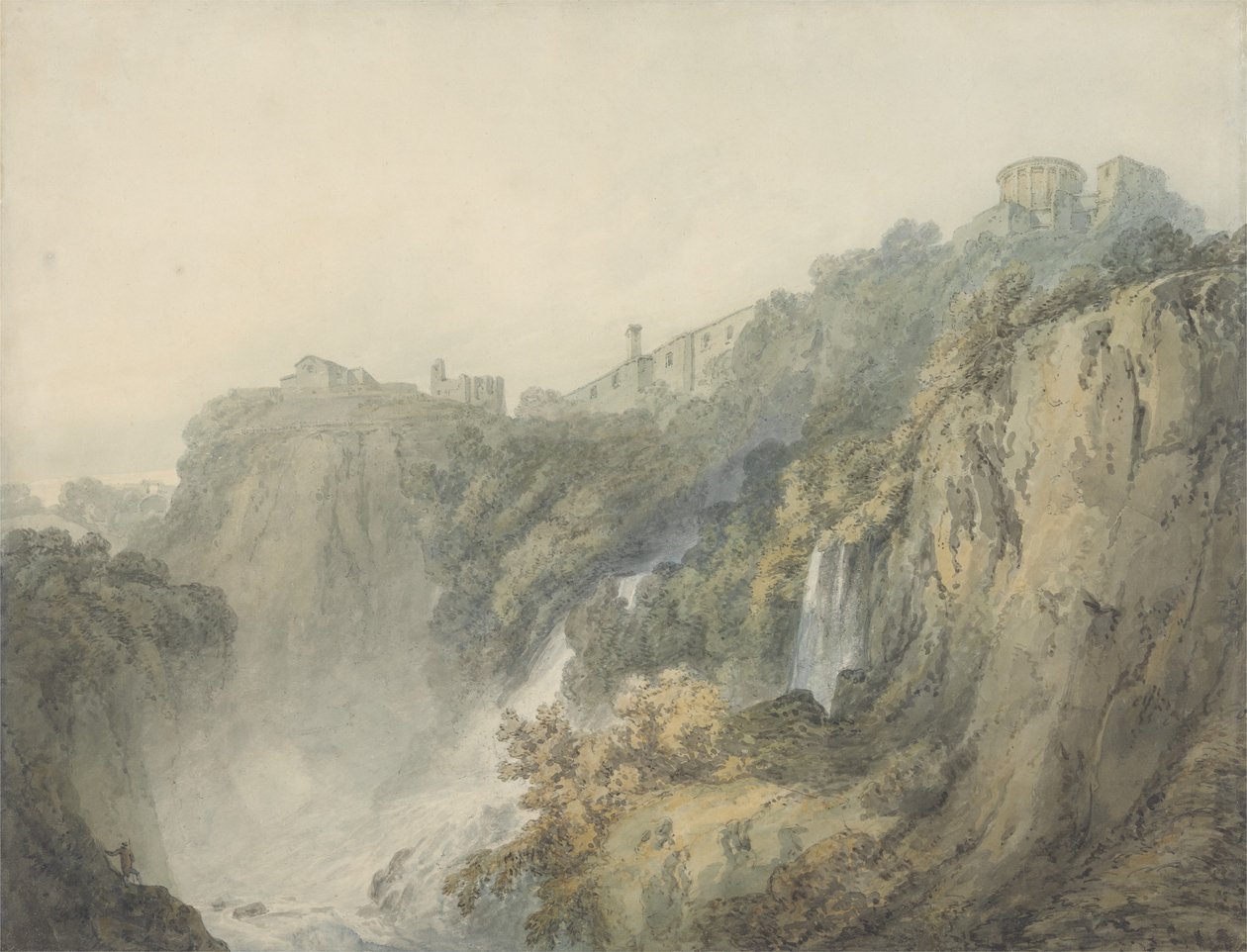Tivoli ze Świątynią Sybilli i Kaskadami, ok. 1796-97 (w/c nad grafitem na papierze) autorstwa Joseph Mallord William Turner