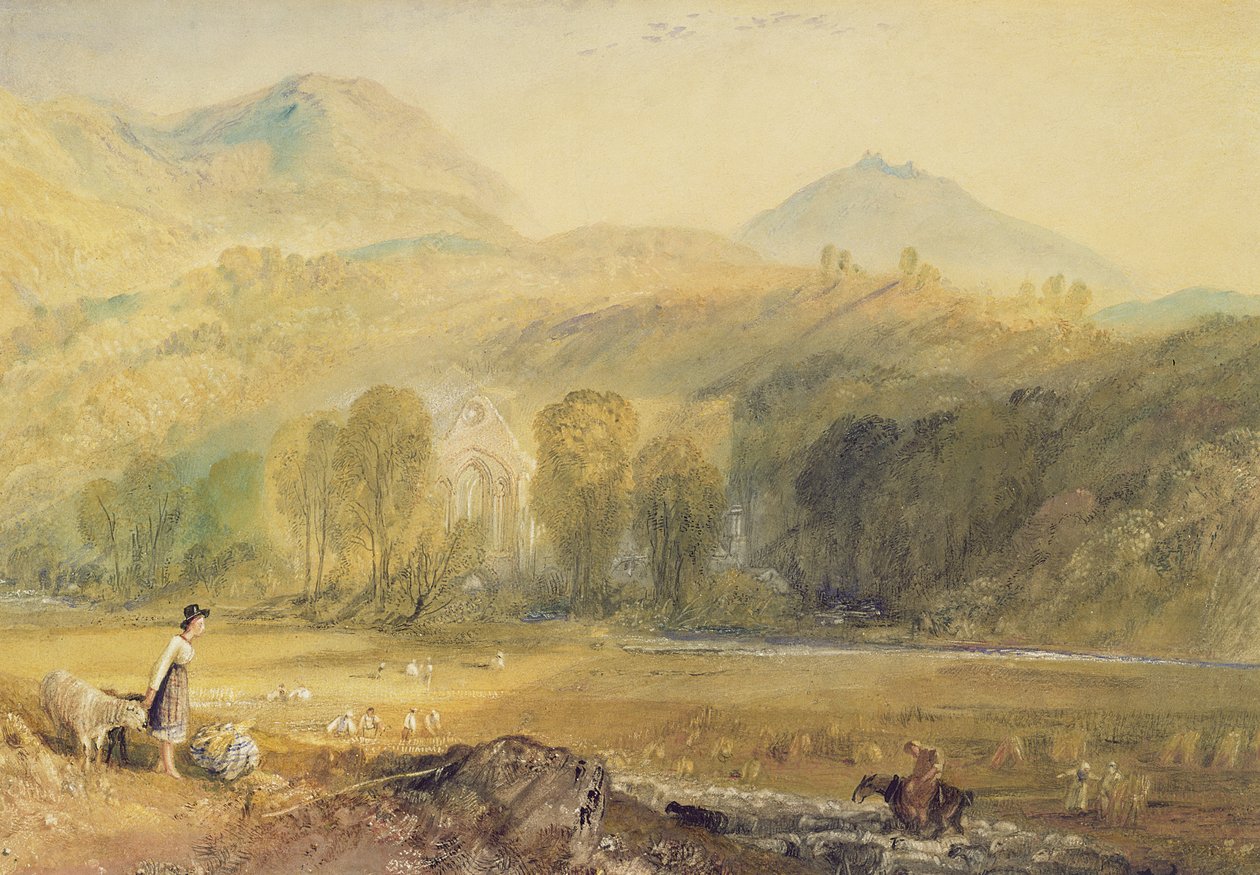 Opactwo Valle Crucis, Denbighshire, ok. 1826 (akwarela na papierze) autorstwa Joseph Mallord William Turner