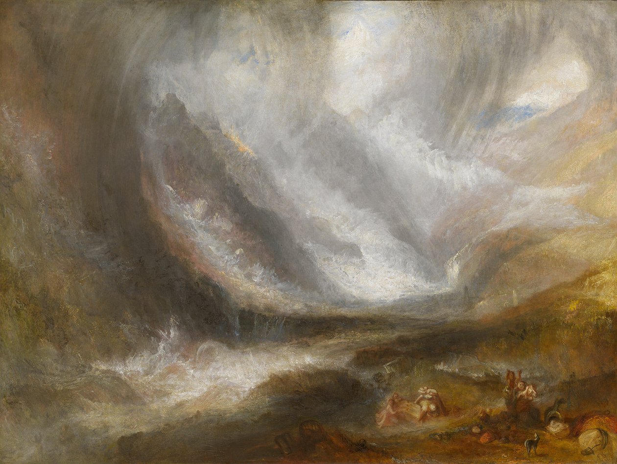 Dolina Aosty: burza śnieżna, lawina i burza z piorunami autorstwa Joseph Mallord William Turner