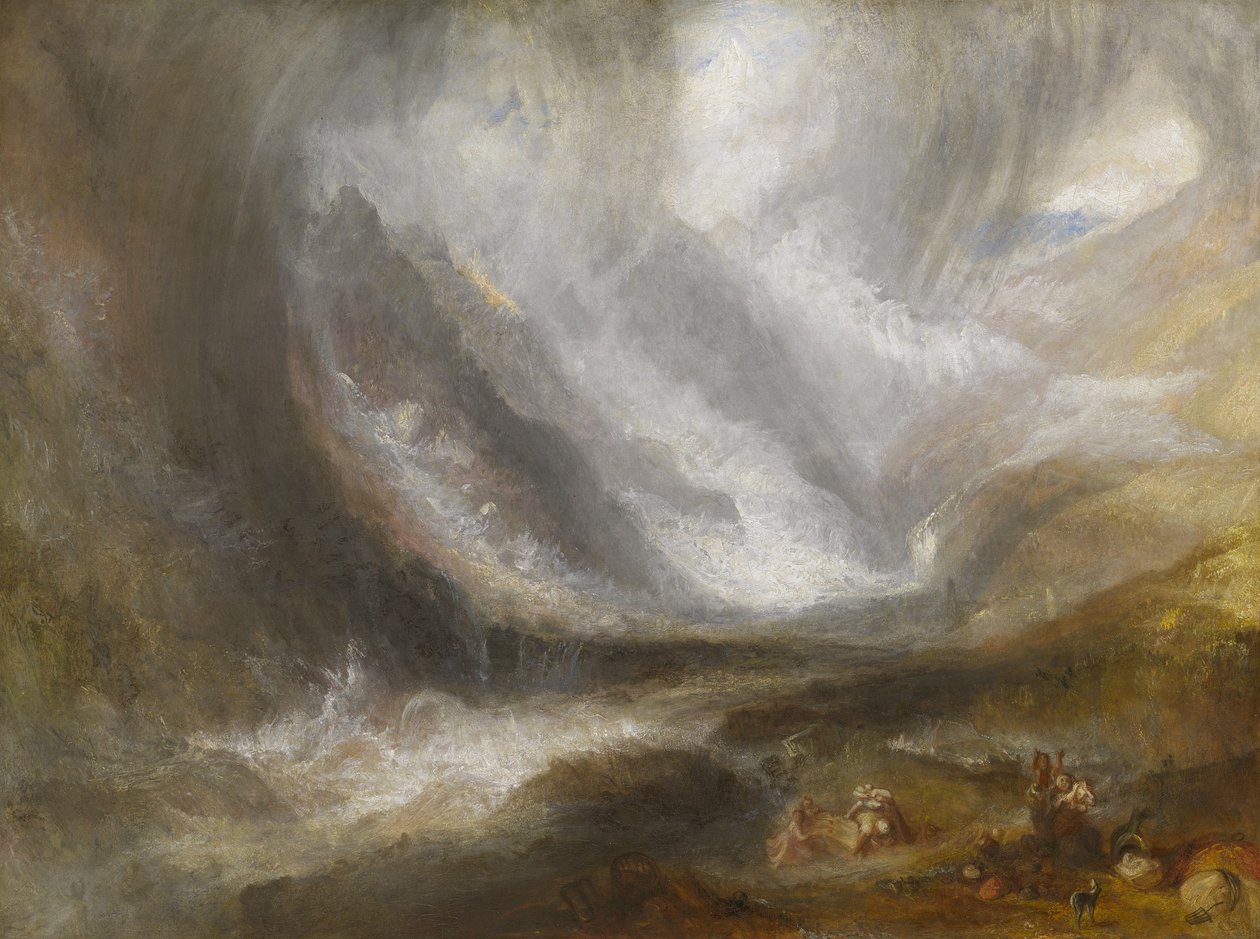 Dolina Aosty: burza śnieżna, lawina i burza z piorunami, 1836-37 autorstwa Joseph Mallord William Turner