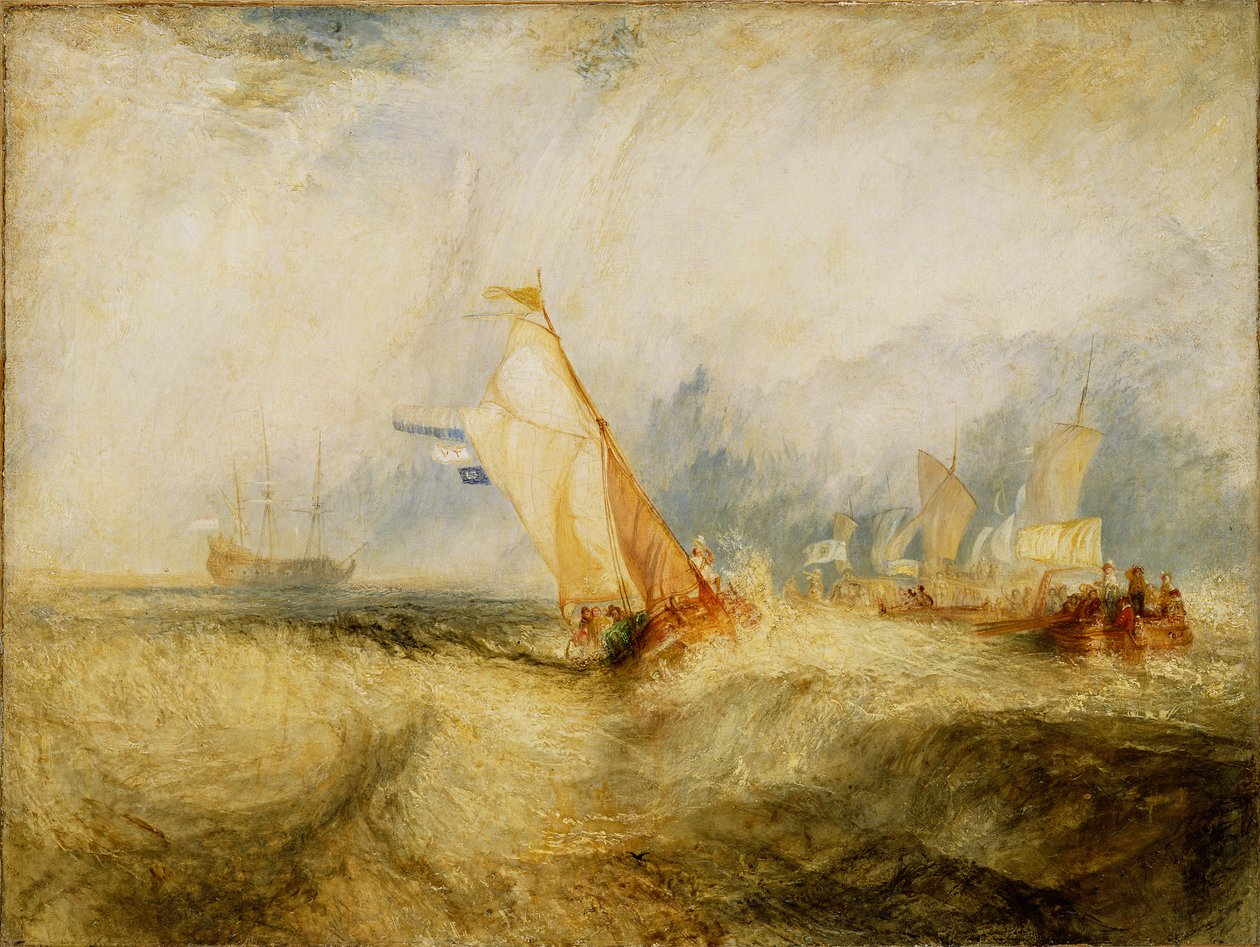 Van Tromp zamierza zadowolić swoich panów – statki na morzu, które dobrze się moczą autorstwa Joseph Mallord William Turner