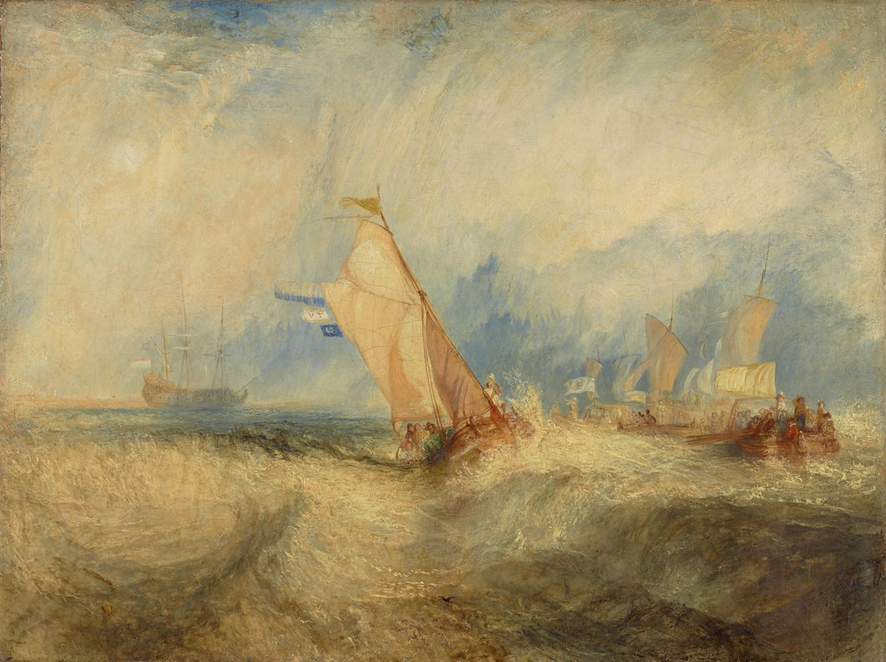 Van Tromp, starając się zadowolić swoich panów, wypłynął na morze i solidnie zmokł autorstwa Joseph Mallord William Turner
