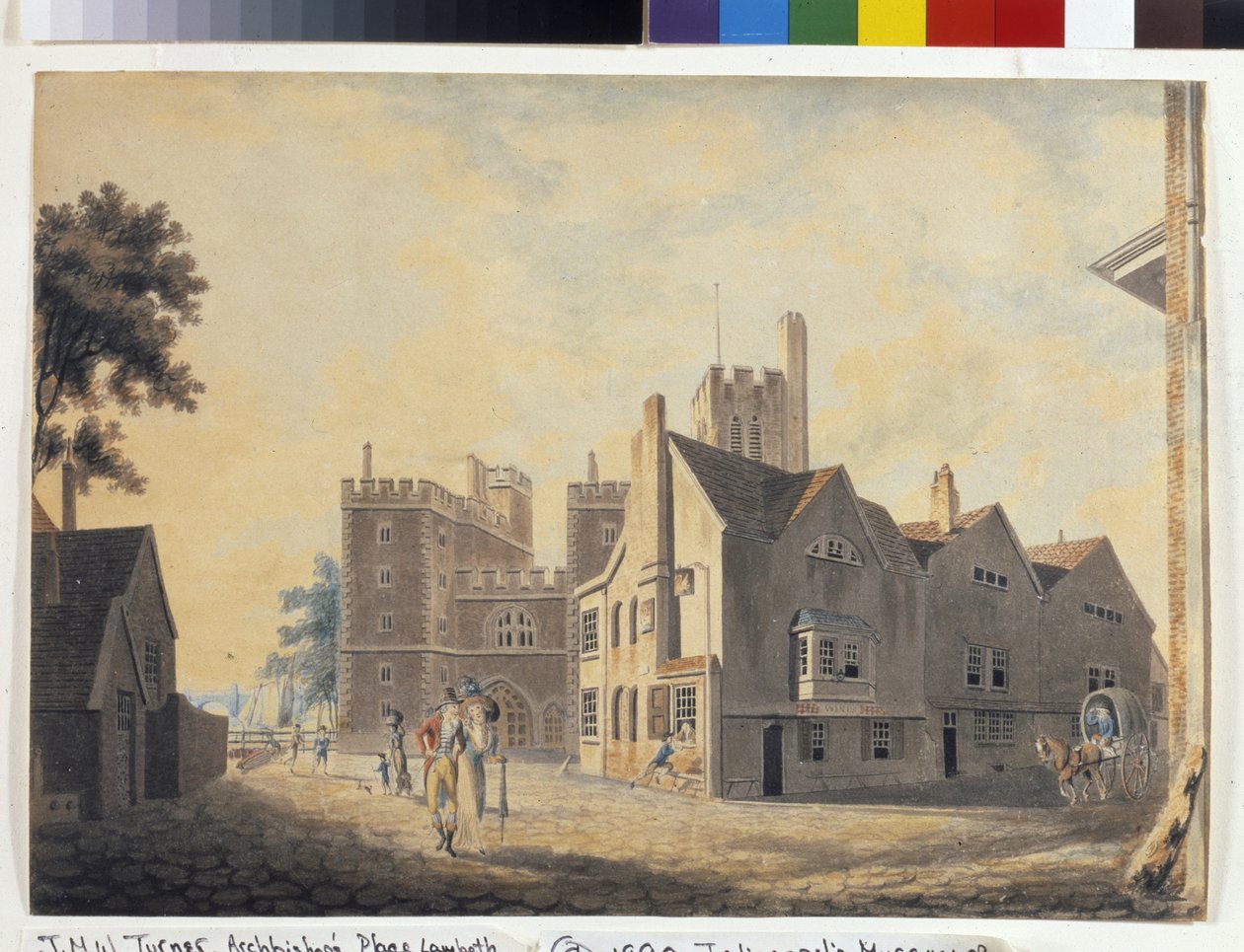 Widok Pałacu Arcybiskupiego, Lambeth (akwarela na białym papierze) autorstwa Joseph Mallord William Turner