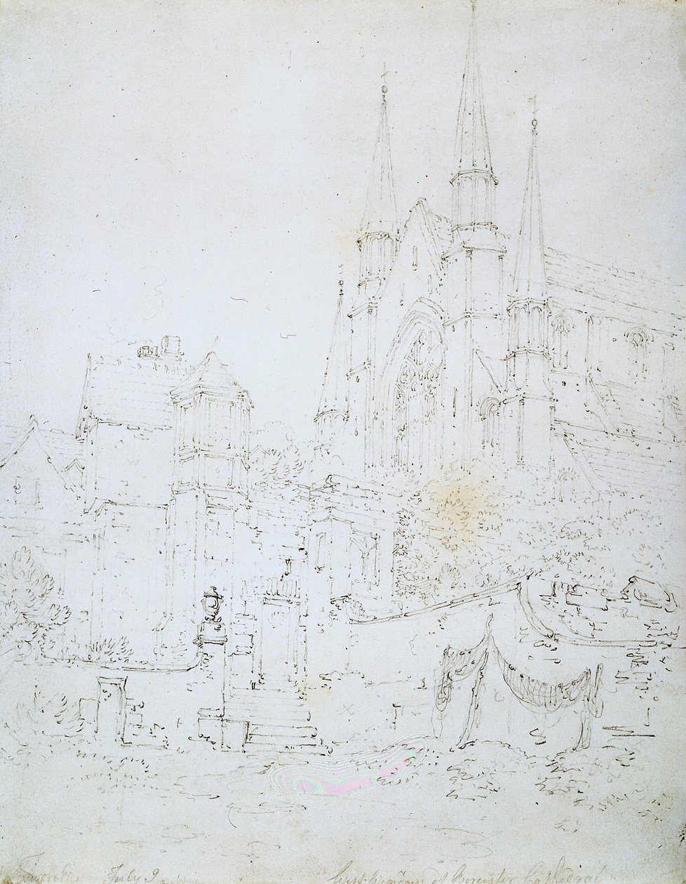 Zachodnie okno, katedra w Worcester (ołówek na białym papierze) autorstwa Joseph Mallord William Turner