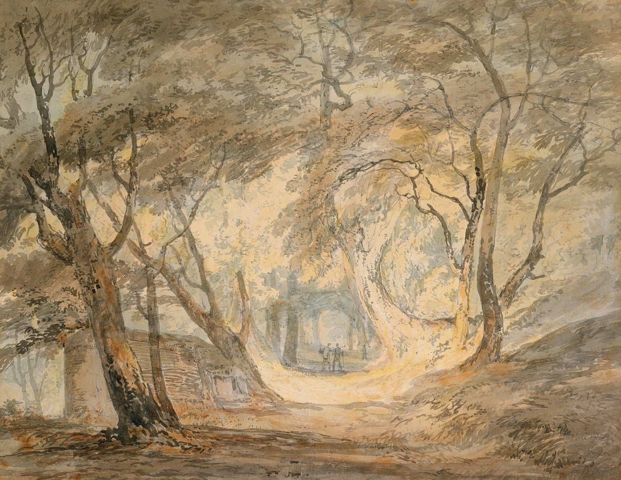 Scena leśna z figurami, ok. 1798 (akwarela na papierze) autorstwa Joseph Mallord William Turner