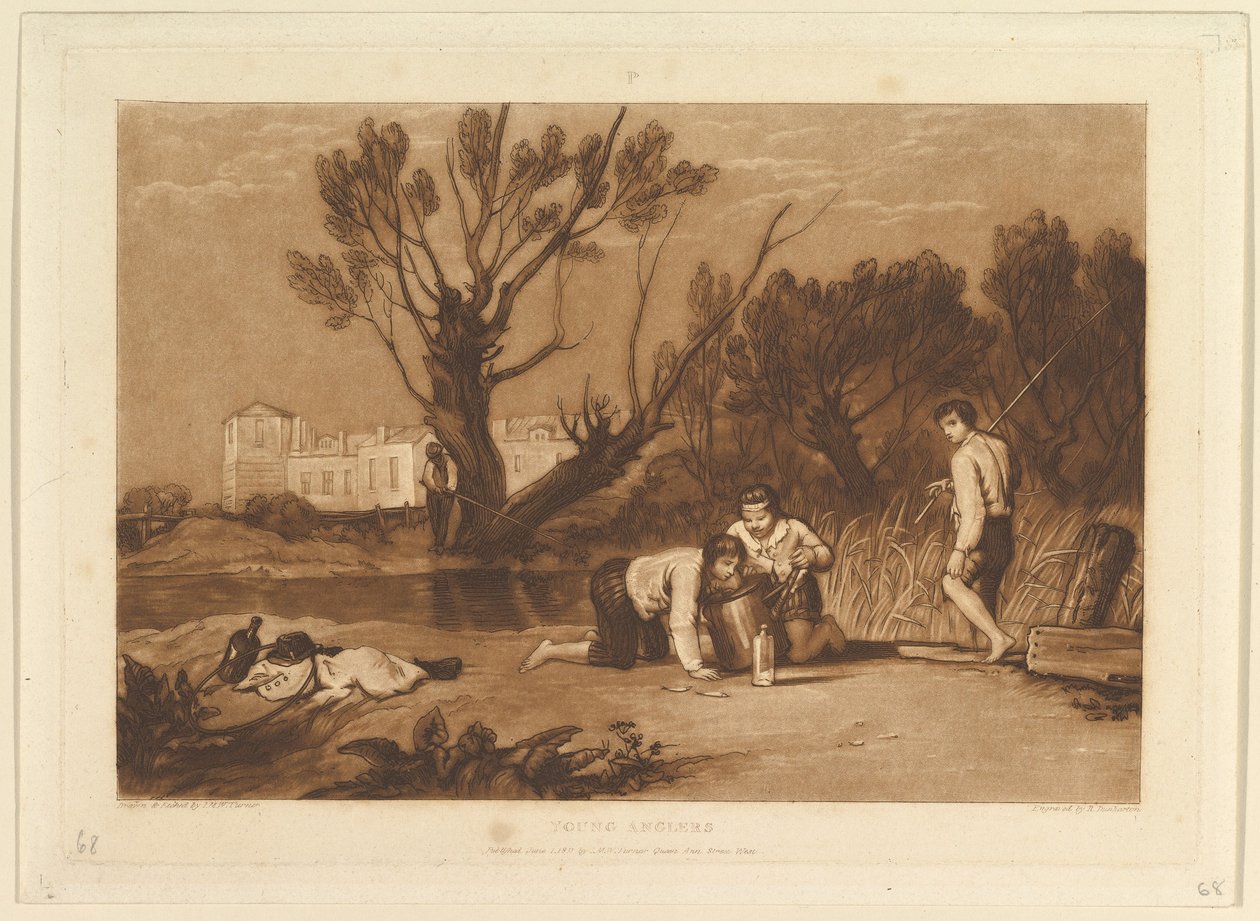 Young Anglers Liber Studiorum, część VII, tablica 32, 1 czerwca 1811. autorstwa Joseph Mallord William Turner