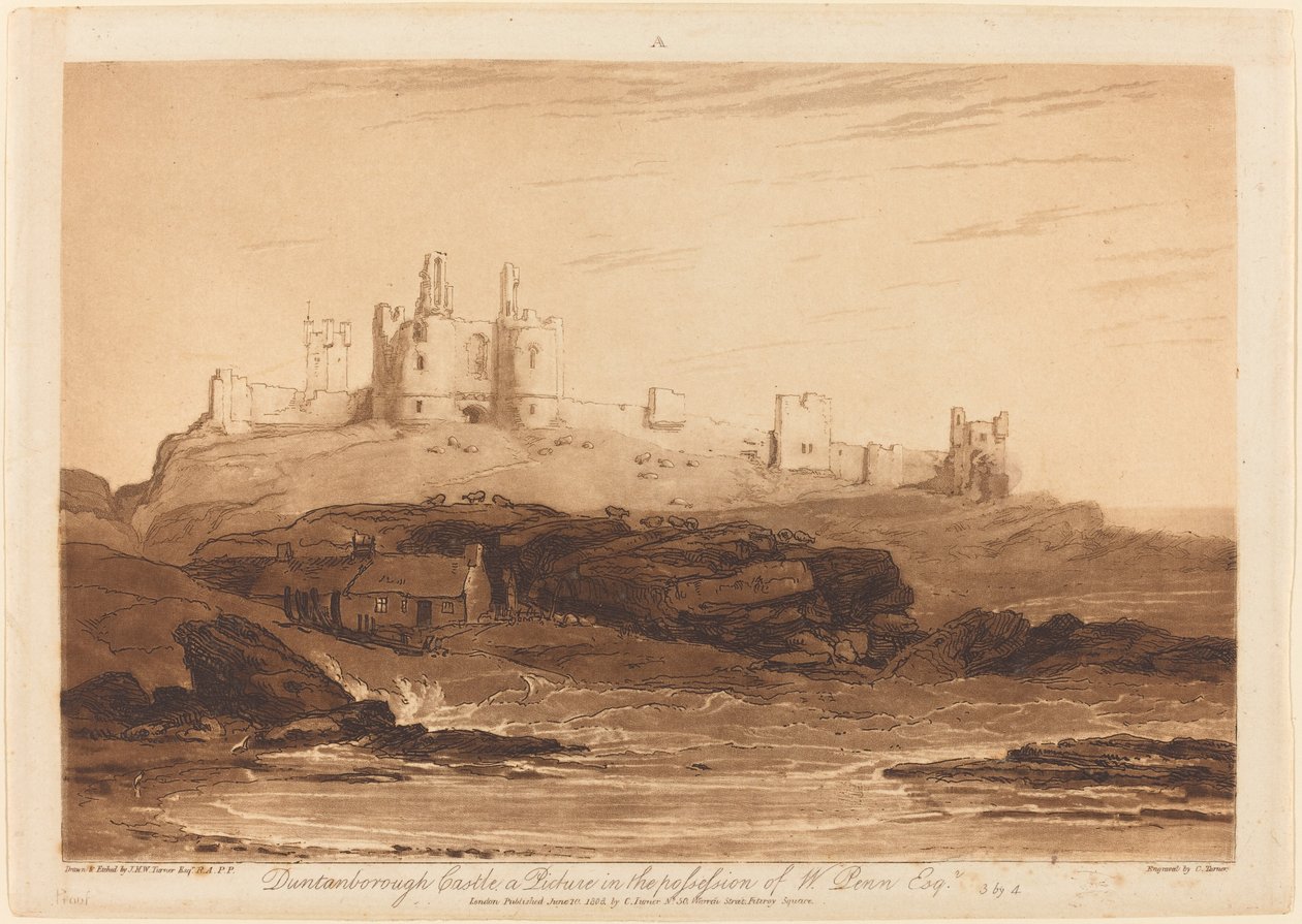 Zamek Dunstanburgh autorstwa Joseph Mallord William Turner and Charles Turner