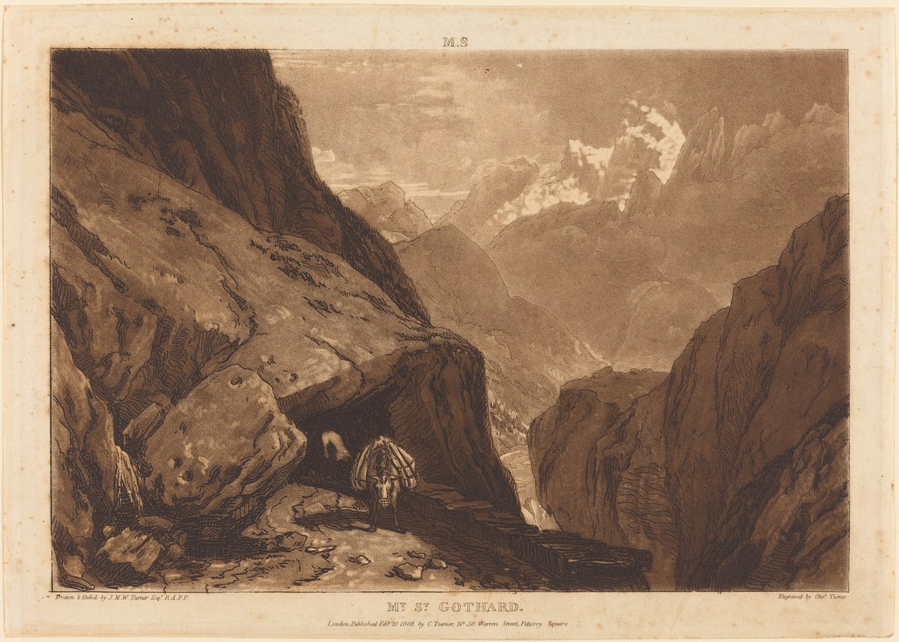 Góra Świętego Gotarda autorstwa Joseph Mallord William Turner and Charles Turner