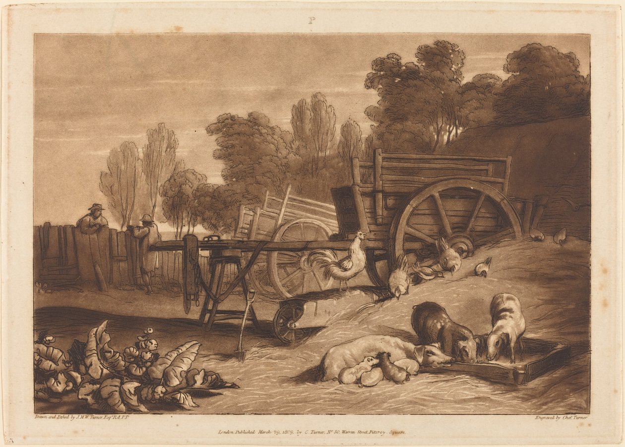 Podwórko z kogutem autorstwa Joseph Mallord William Turner and Charles Turner