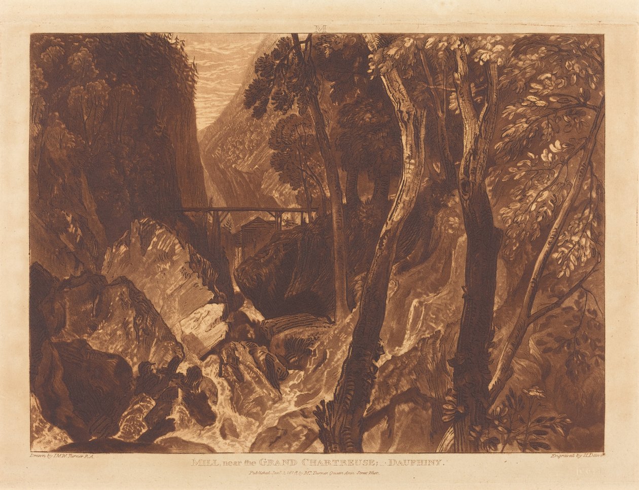 Młyn w pobliżu Grand Chartreuse autorstwa Joseph Mallord William Turner and Henry Edward Dawe
