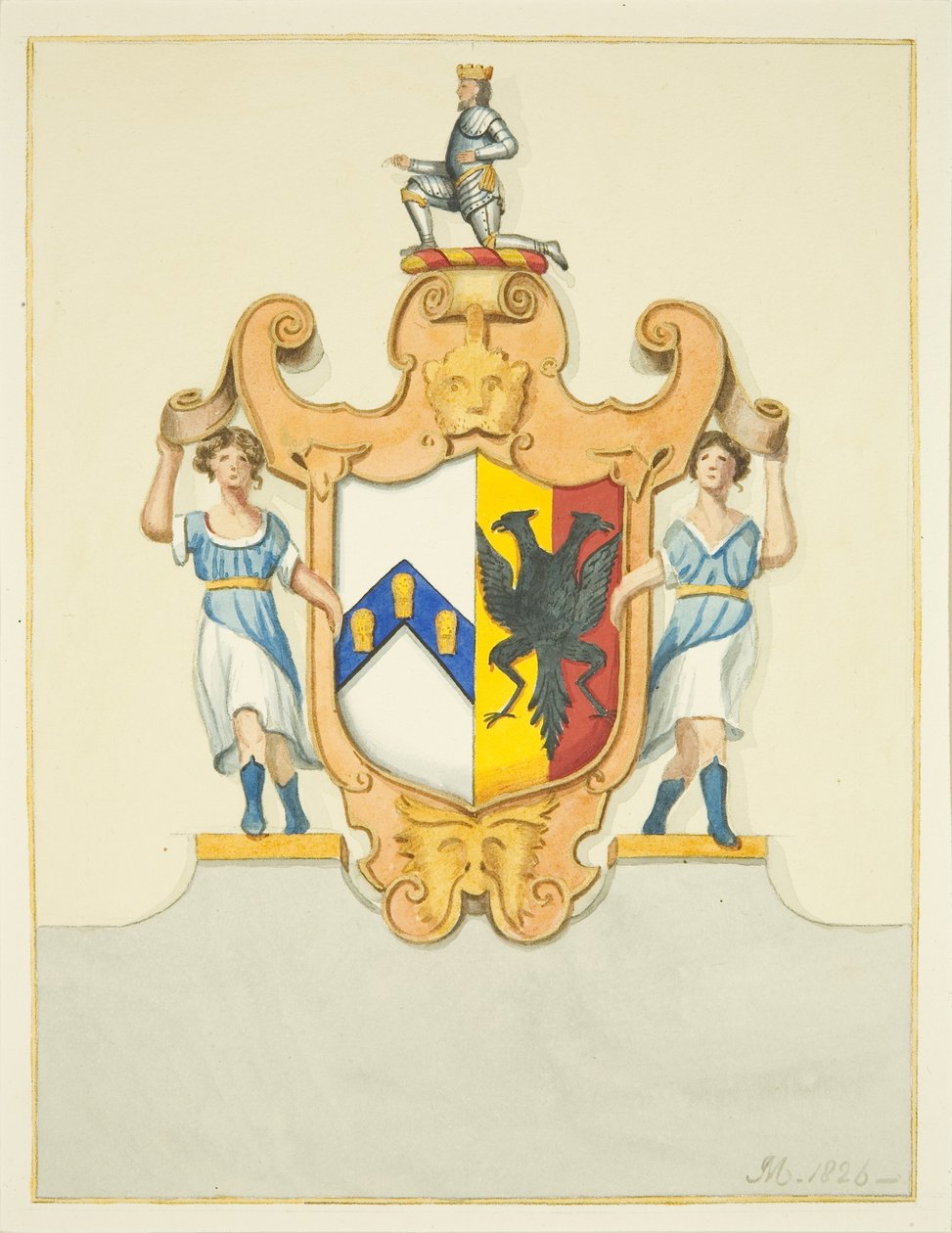 Ramiona biskupa Newtona na jego pomniku w katedrze w Bristolu (akwarela na papierze) autorstwa Joseph Manning
