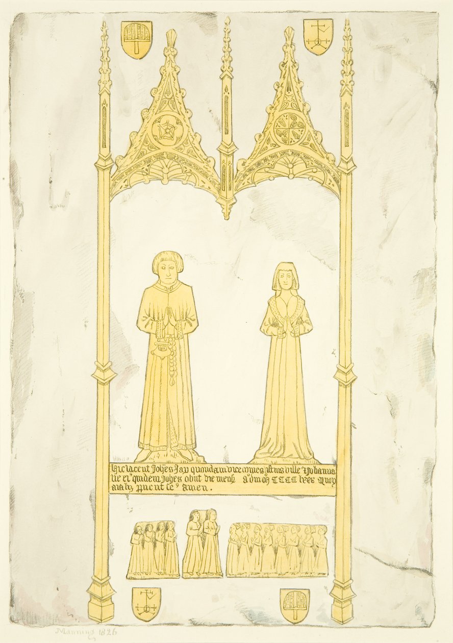Mosiądz Jana i Johanny Jay w St Mary Redcliffe (akwarela na papierze) autorstwa Joseph Manning