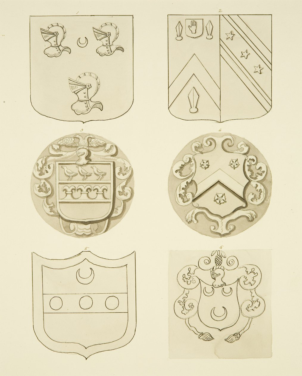 Herby na nagrobkach (akwarela na papierze) autorstwa Joseph Manning