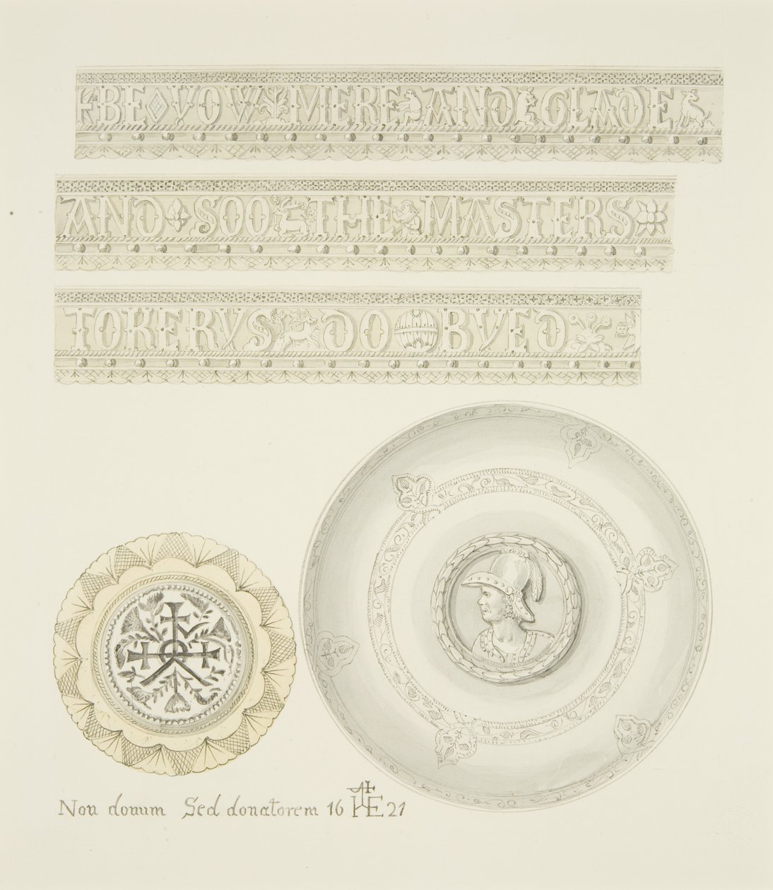 Szczegóły Mazer Bowl i Tazza (akwarela na papierze) autorstwa Joseph Manning
