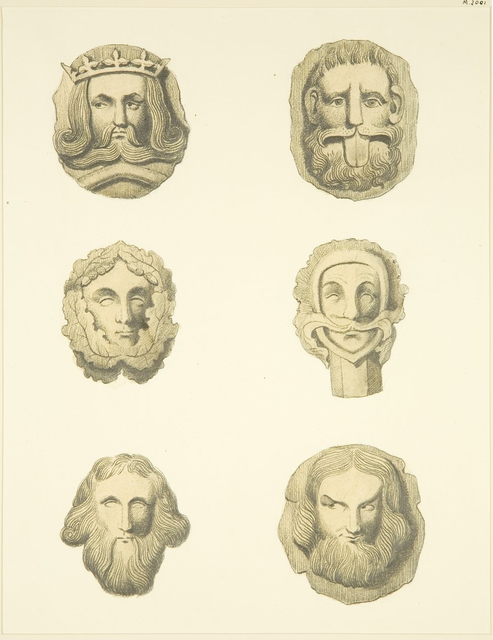 Kamienie pachwinowe (bossowie) w suficie kościoła Redcliffe (akwarela na papierze) autorstwa Joseph Manning