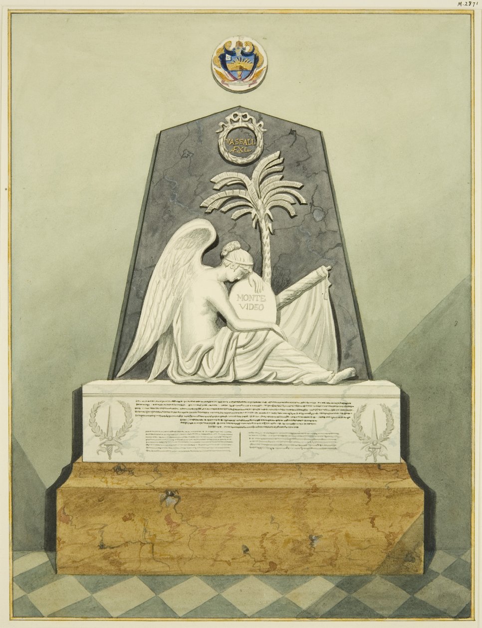 Pomnik w kościele św. Pawła (ołówek i akwarela na papierze) autorstwa Joseph Manning