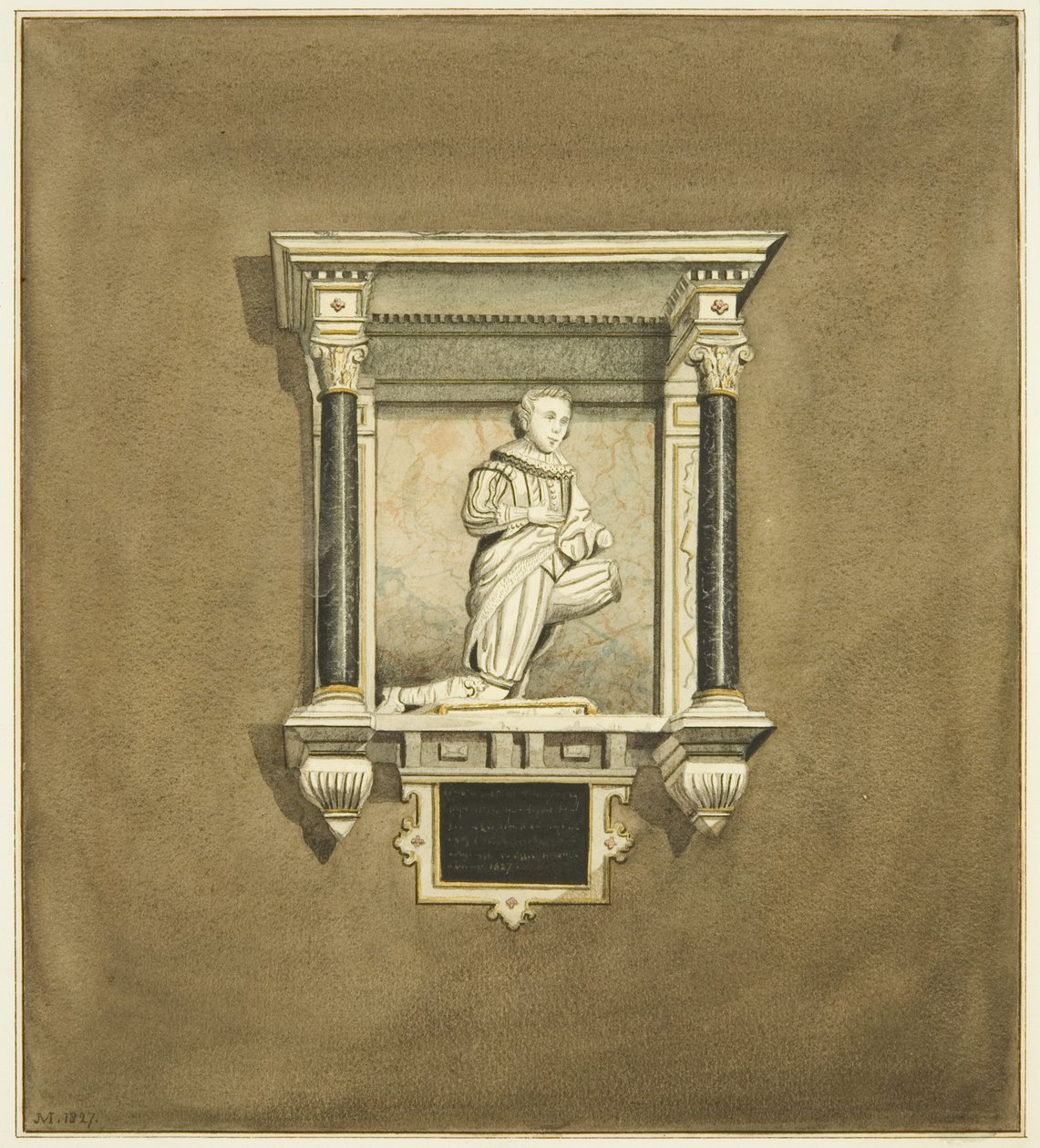 Pomnik kucharza w kościele św. Marka (akwarela na papierze) autorstwa Joseph Manning