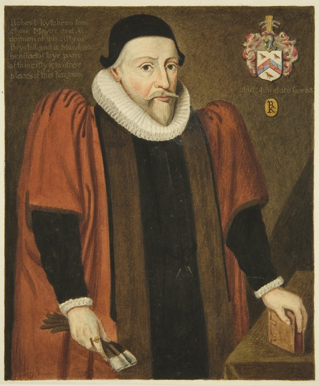 Portret w Council House of Alderman Robert Kitchin (ołówek i akwarela na papierze) autorstwa Joseph Manning