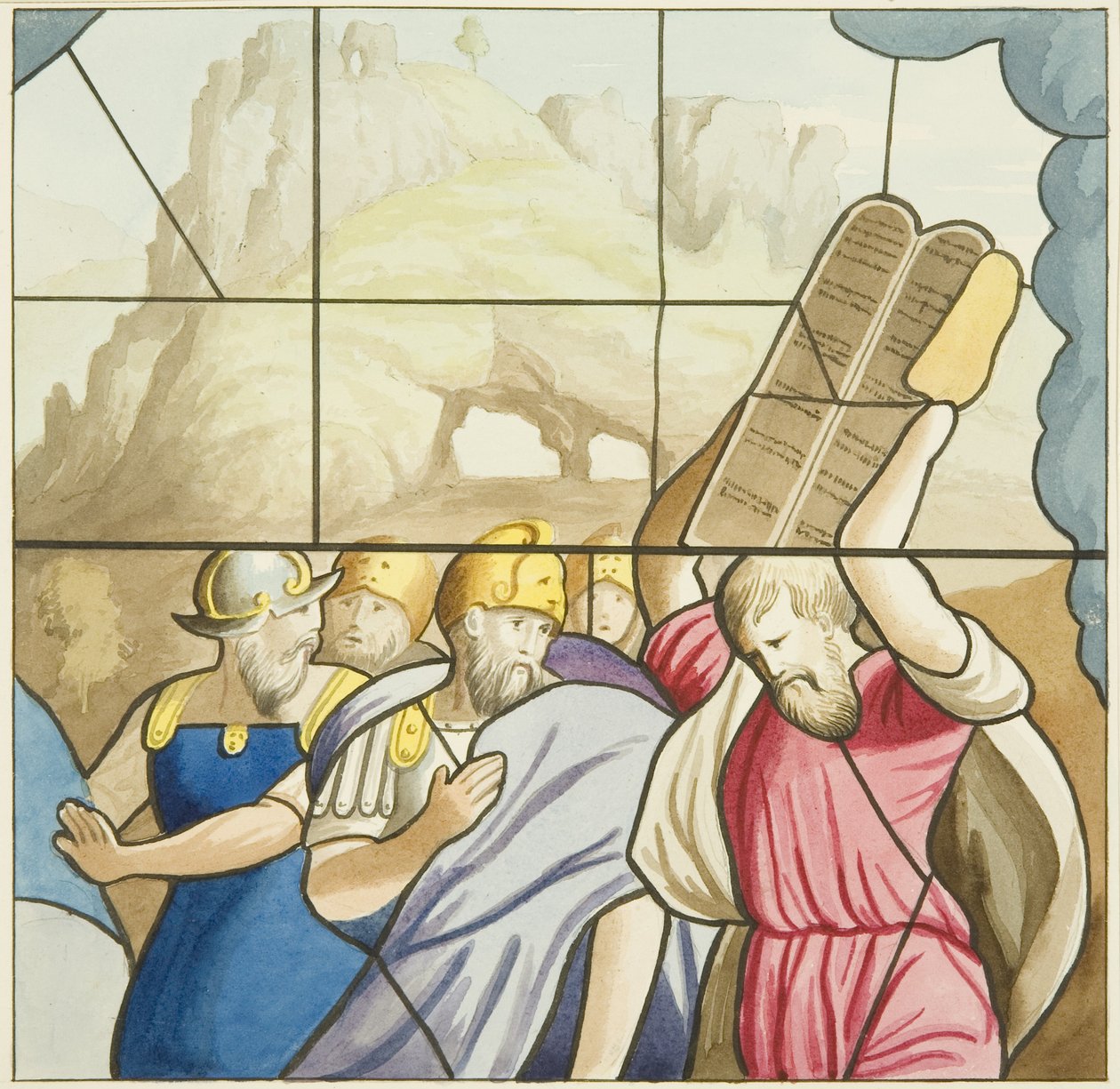 Witraż w kościele św. Marka - Mojżesz (akwarela na papierze) autorstwa Joseph Manning