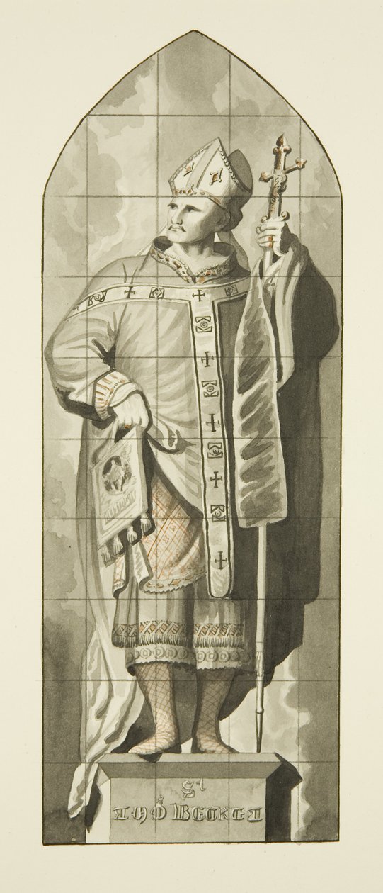 Witraż w kościele Św. Marka - Św. Tomasz Becket (akwarela na papierze) autorstwa Joseph Manning