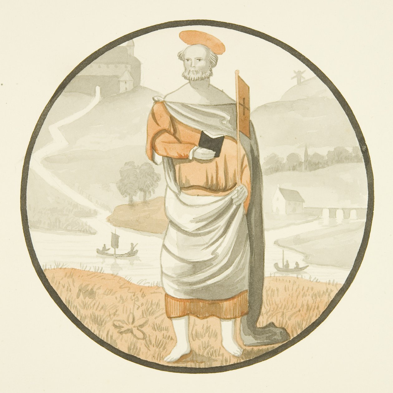 Witraż w kościele św. Marka - święty (akwarela na papierze) autorstwa Joseph Manning