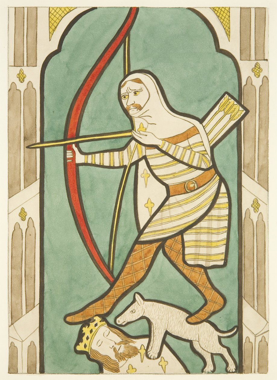 Witraże w oknach północnych i południowych chóru katedry w Bristolu (akwarela na papierze) autorstwa Joseph Manning