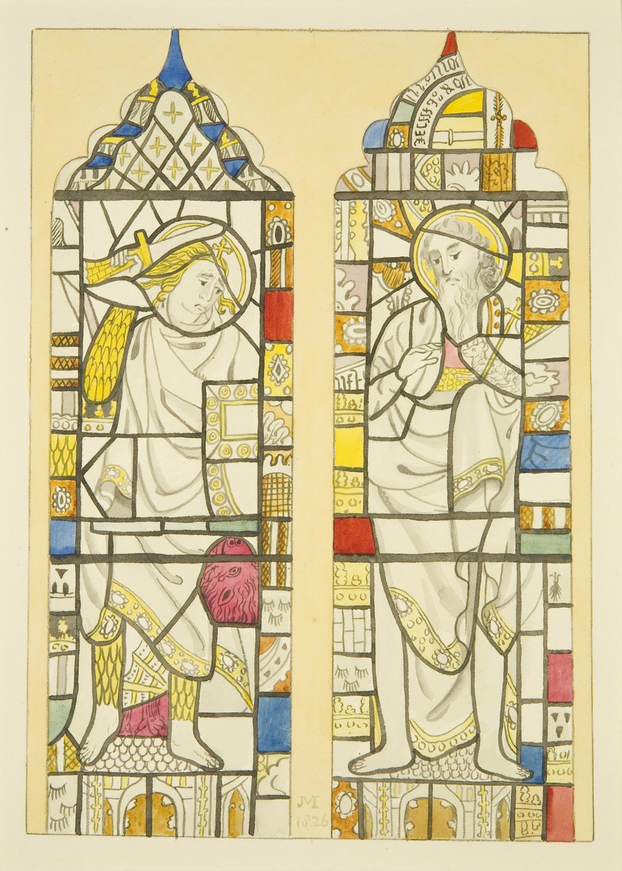 Witraż w oknie północnym, północny transept St Mary Redcliffe (akwarela na papierze) autorstwa Joseph Manning