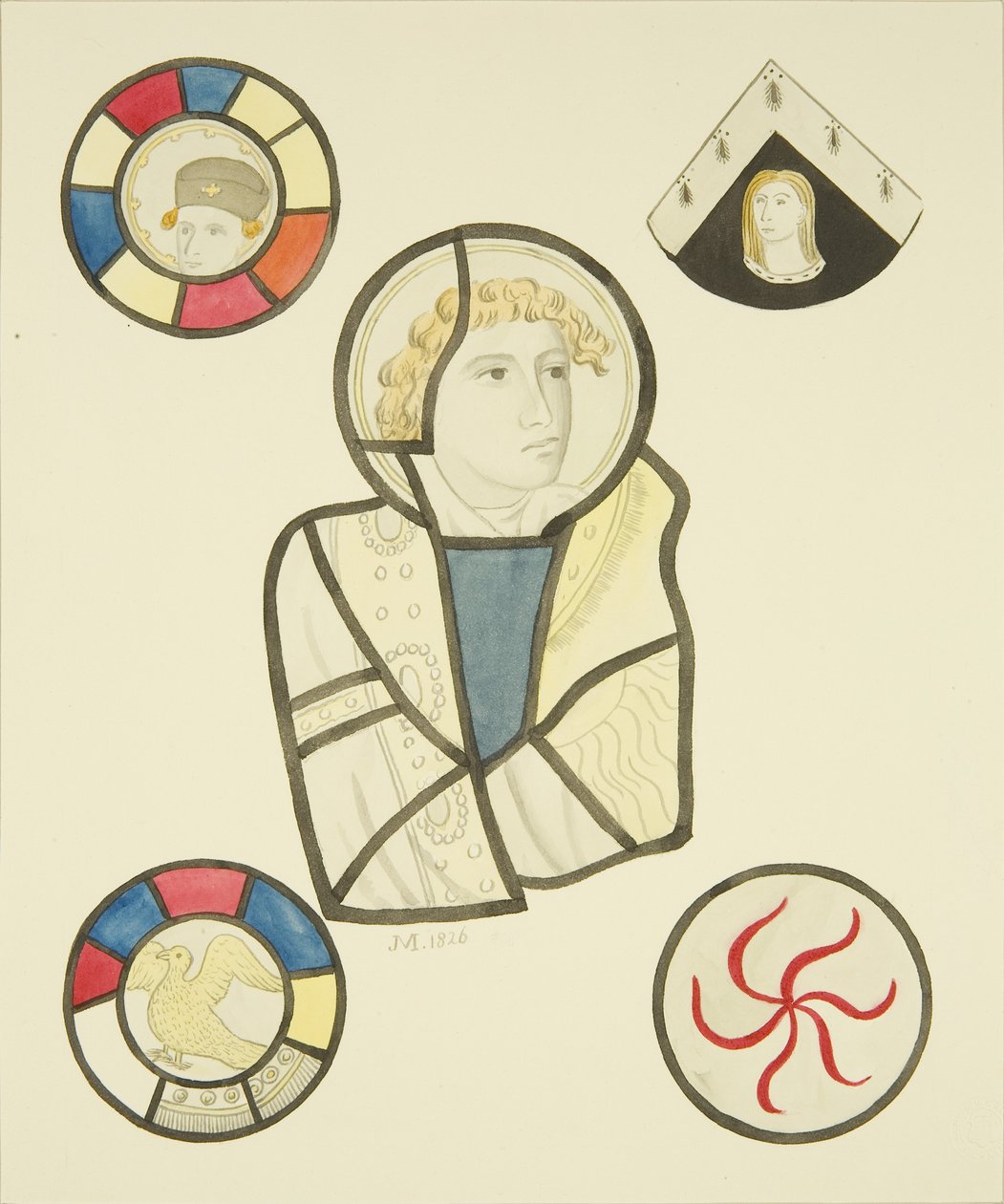 Witraż w północnym oknie prezbiterium St Mary Redcliffe (akwarela na papierze) autorstwa Joseph Manning