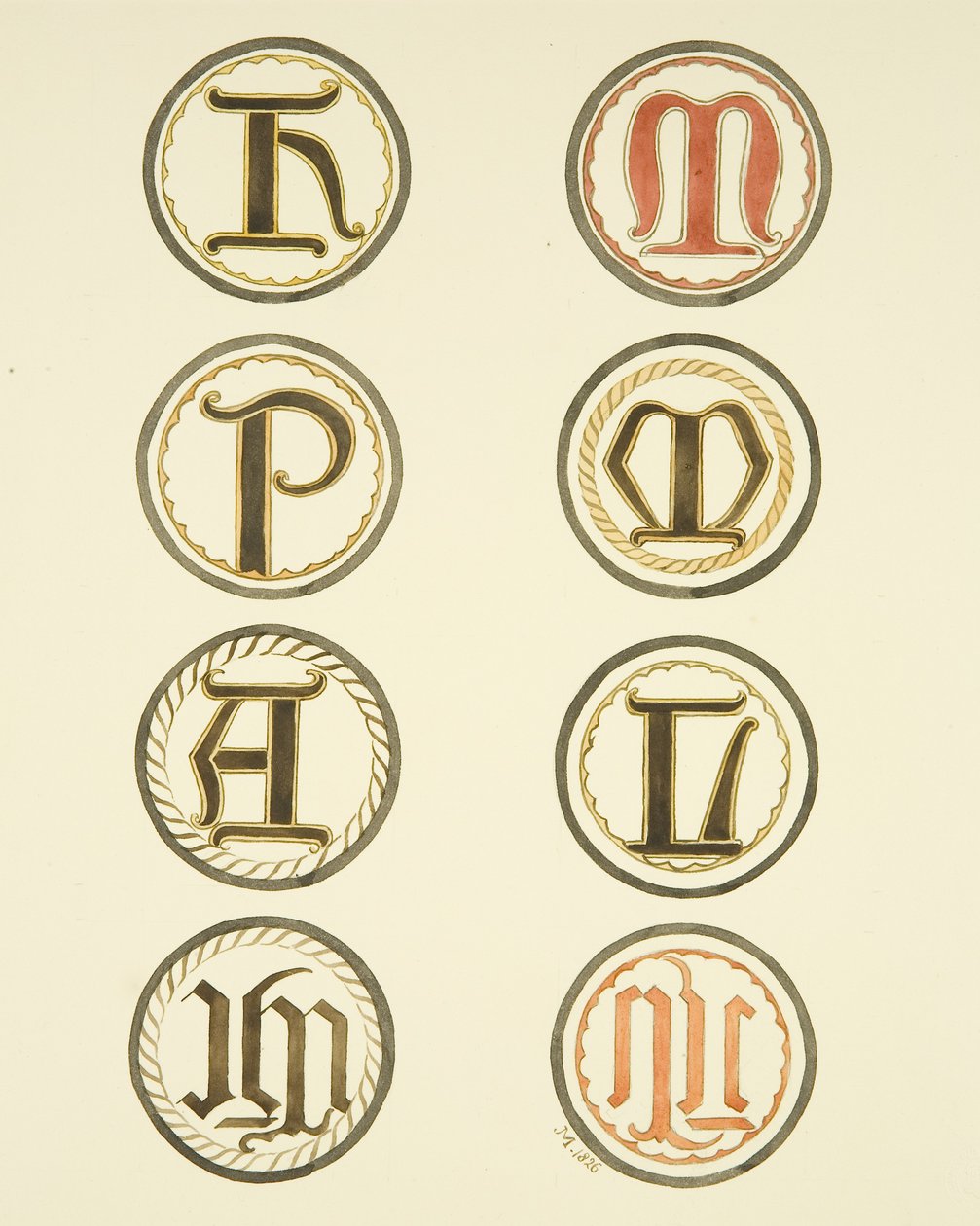 Witraż w północnym oknie nawy kościoła Mariackiego Redcliffe (akwarela na papierze) autorstwa Joseph Manning